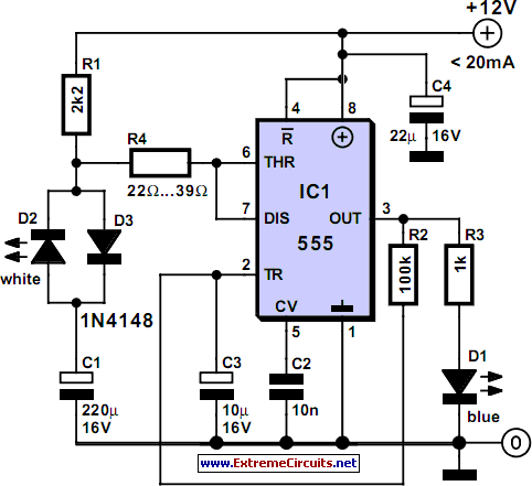 Bluish Flasher – Circuit Schematic