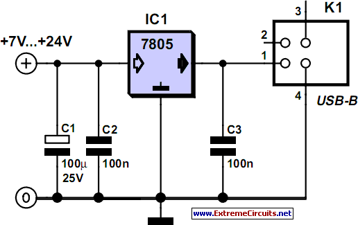 Power Supply For USB Devices – Circuit Schematic