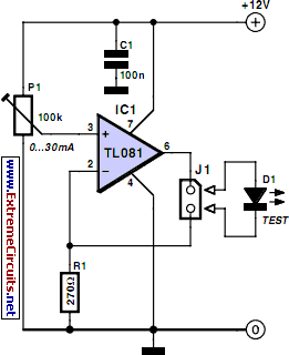 A Very Simple LED Tester – Circuit Schematic
