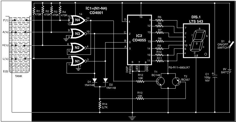 Fluid Level Detector Circuit PCB – Circuit Schematic