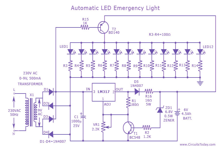 Emergency LED Light Circuit