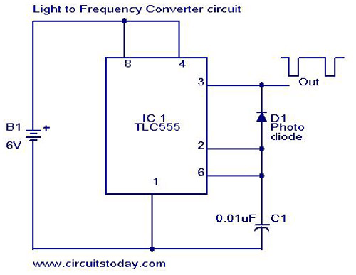 Light to Frequency converter – Circuit Schematic