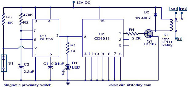 Magnetic proximity switch – Circuit Schematic