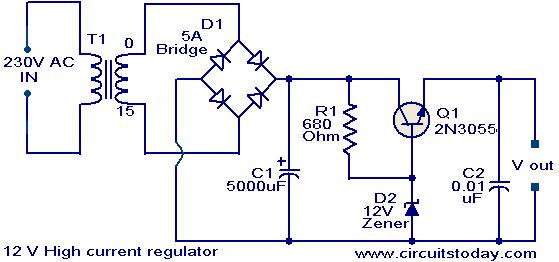 12 V High current regulator circuit