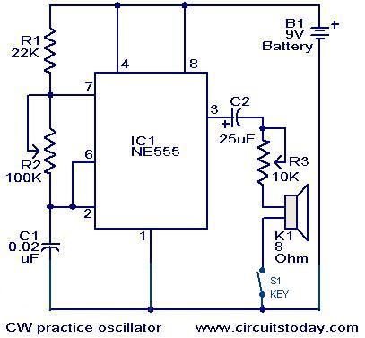 CW Practice oscillator – Circuit Schematic