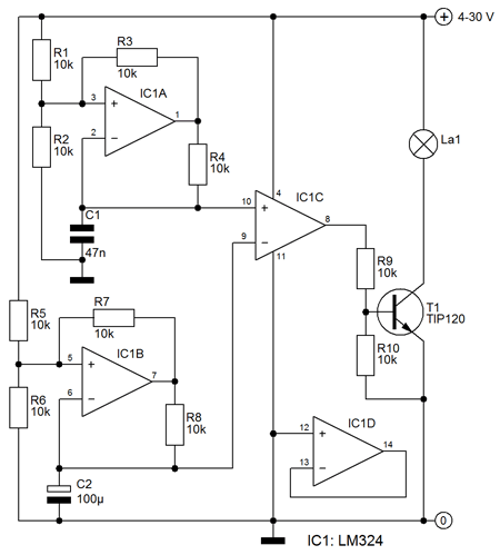 12V smooth Flashing circuit – Circuit Schematic