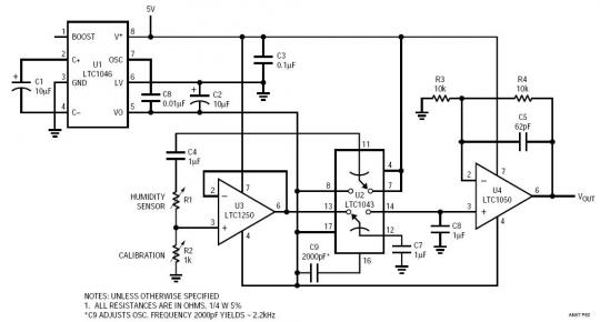 Humidty Sensor To Data Aquisition System Interface – Circuit Schematic