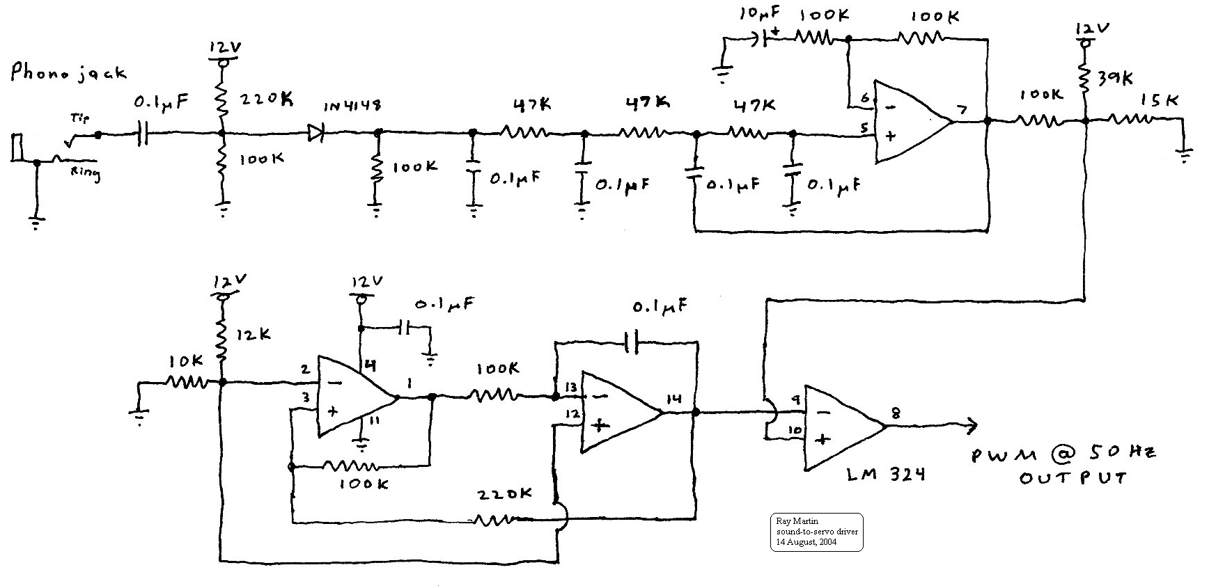 Sound-To-Servo Driver – Circuit Schematic