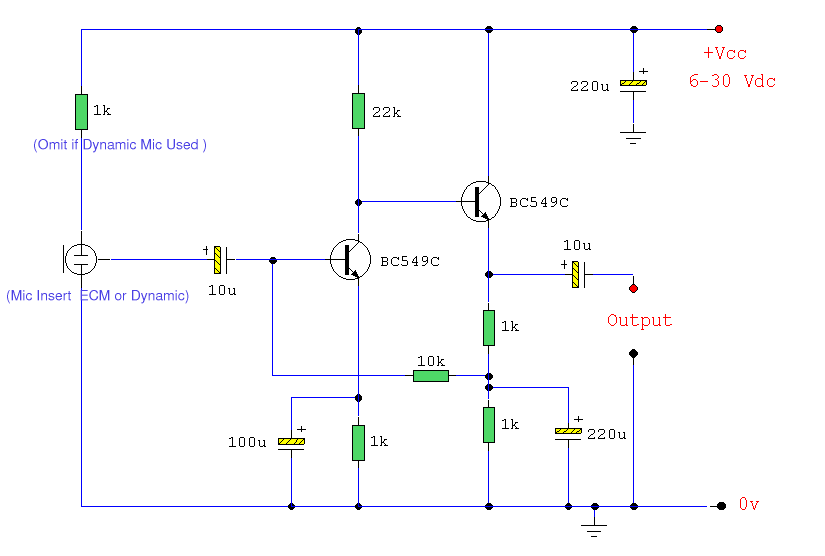ECM Mic Preamplifier – Circuit Schematic