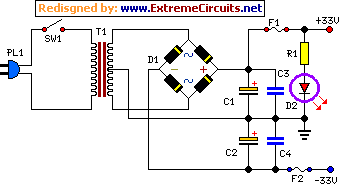 45 Watt Class-B Audio Power Amplifier – Circuit Schematic