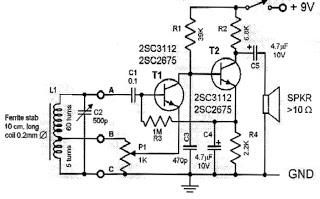 two transistor radio – Circuit Schematic