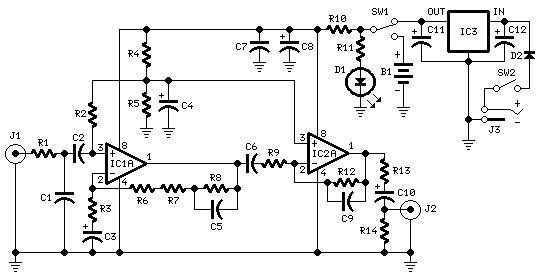 Portable Phono Preamplifier – Circuit Schematic