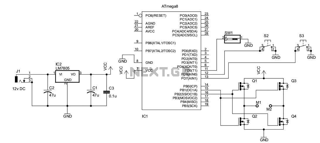 dc motor control avr atmega8 – Circuit Schematic