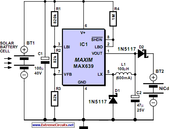 Solar-Powered High Efficiency Battery Charger – Circuit Schematic