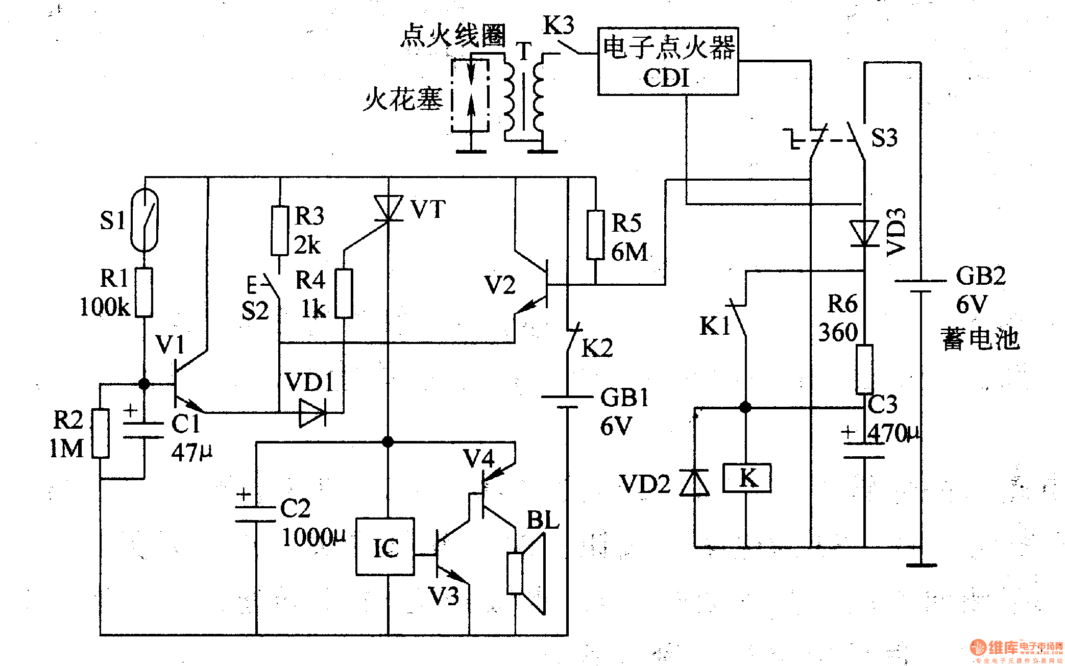 The motorcycle anti-theft alarm (2) – Circuit Schematic