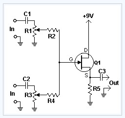 Fet Audio Mixer electronic circuit – Circuit Schematic
