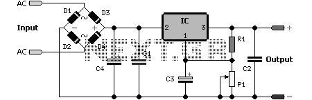 Adjustable 1.5 - 35 V DC Regulated Power Supply Circuit – Circuit Schematic