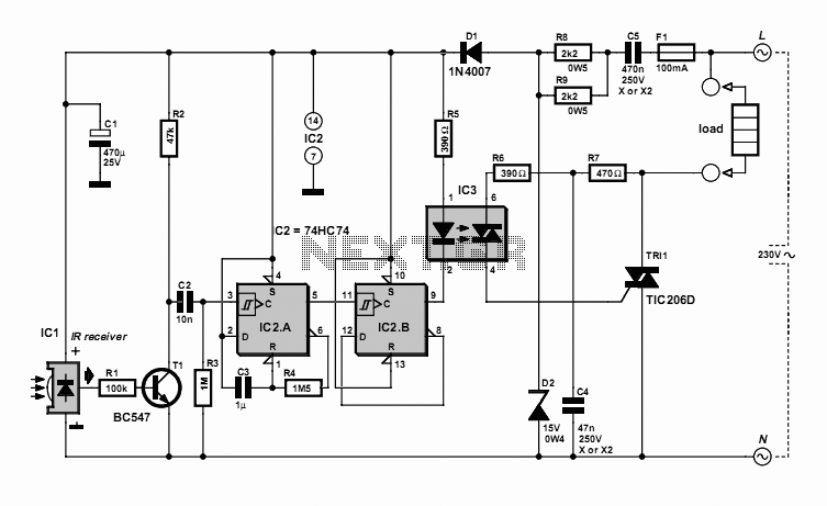 On-off Infrared Remote Control – Circuit Schematic