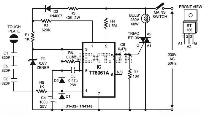 220V AC Lamp Touch Dimmer – Circuit Schematic