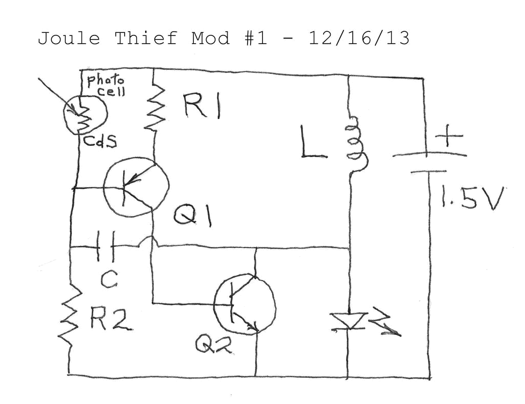 Joule Thief no IC and no Transformer – Circuit Schematic
