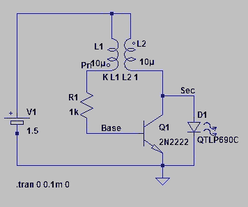 Experiment with Joule thief circuit – Circuit Schematic