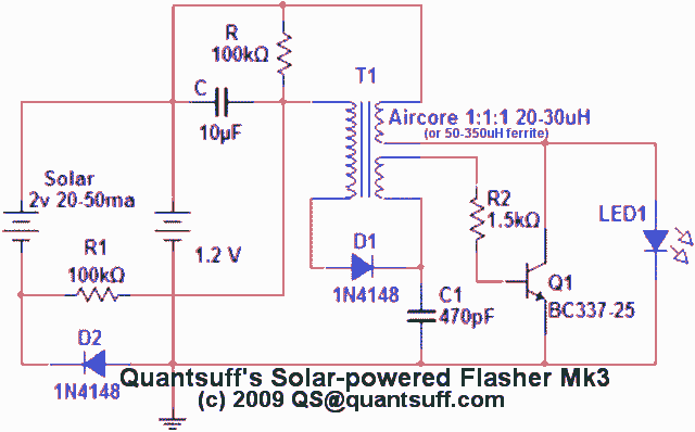 single transistor flyback Joule Thief circuit – Circuit Schematic