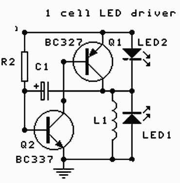 Ultra low power simple flashing Joule Thief circuit – Circuit Schematic