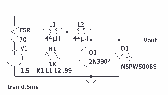 Simulating a Joule Thief circuit with LTSpice – Circuit Schematic