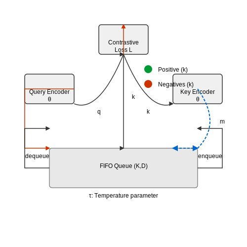 Dynamic Memory Bank Design – MoCo (Momentum Contrast) for Vision Tasks – Tutorial Diagram