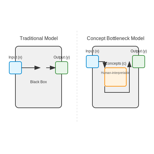 Advantages Over Traditional Models – Using Concept Bottleneck Models – Tutorial Diagram