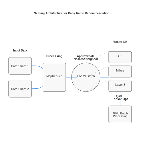 Scaling the System for Large Datasets – AI to Recommend Baby Names Based on Meaning – Tutorial Diagram