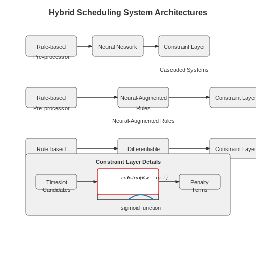 Hybrid Models Combining Rule-Based and Neural Approaches – Neural Scheduling Systems for Real-World Calendars – Tutorial Diagram