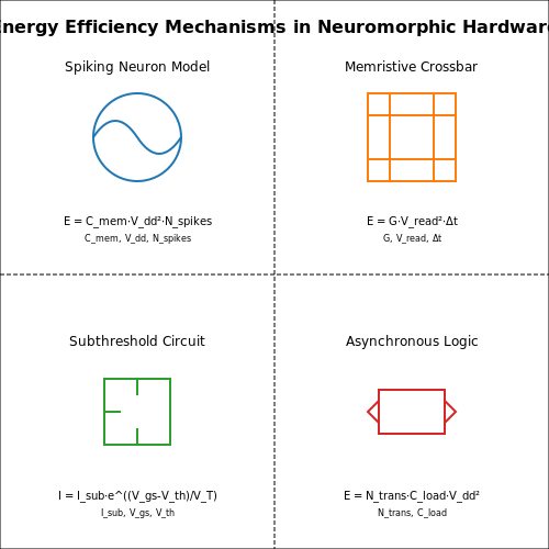 Energy Efficiency in Neuromorphic Hardware – Bio-Inspired Plasticity Mechanisms in Neural Networks – Tutorial Diagram